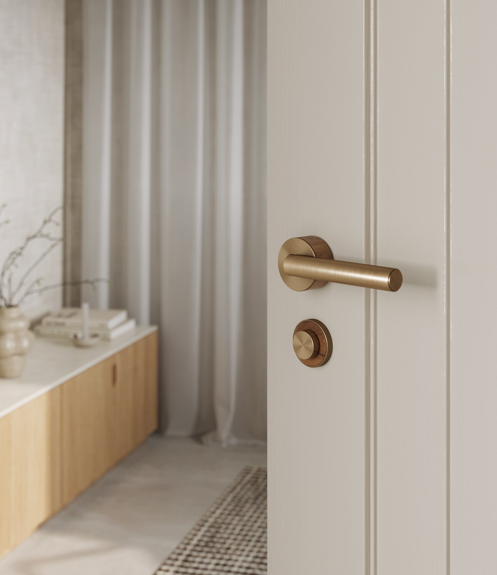 ARTISAN Luxury door handle / ADH500 Gold &amp; Walnut Wood