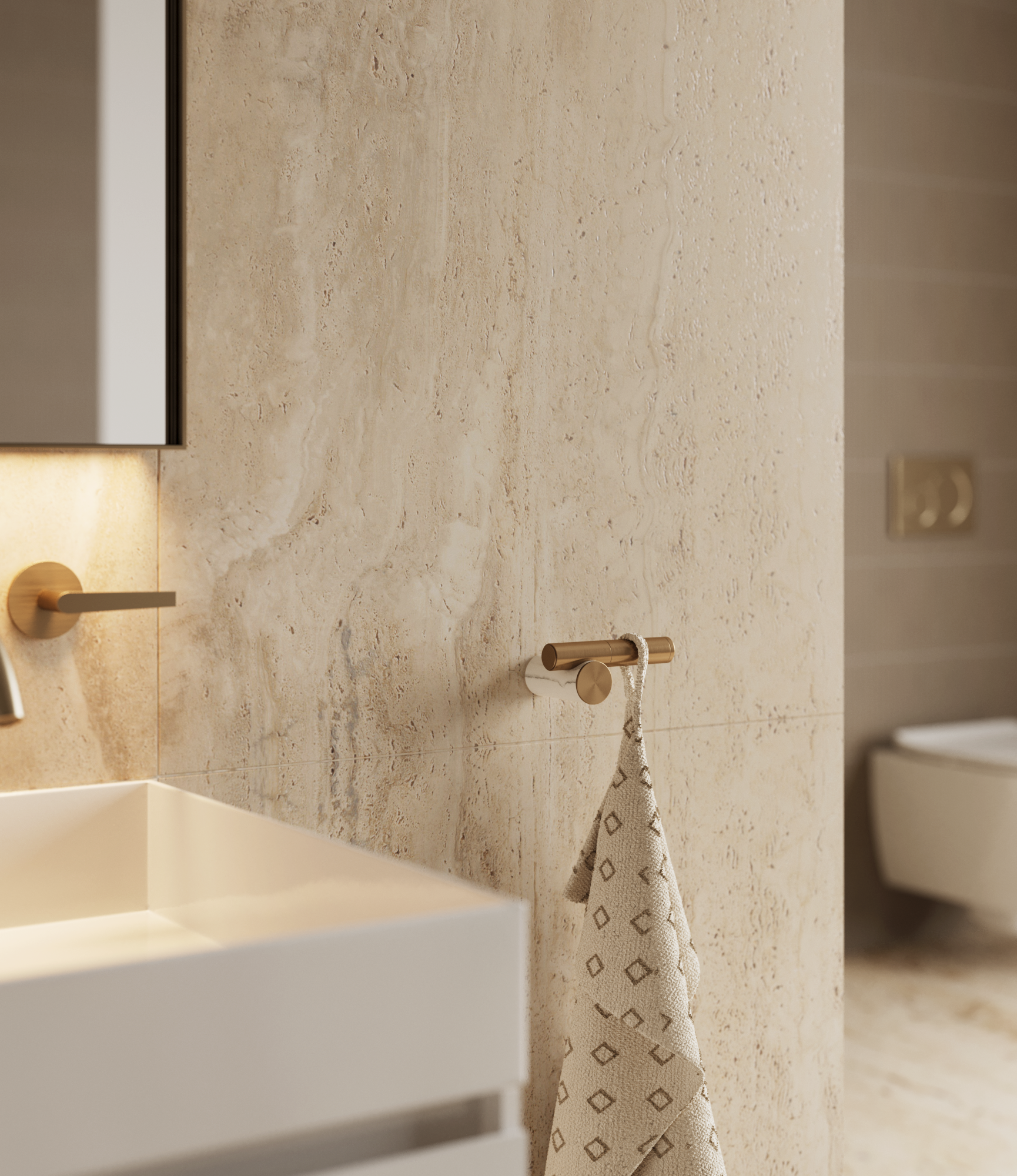 ARTISAN Luxury bathroom towel holder / ATW200 Gold &amp; White Marble
